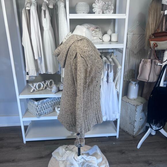 Maurice's Women's Size 1X Tan Button Up Coatigan Sweater w/ Lined Hood # 3224 - Picture 3 of 6